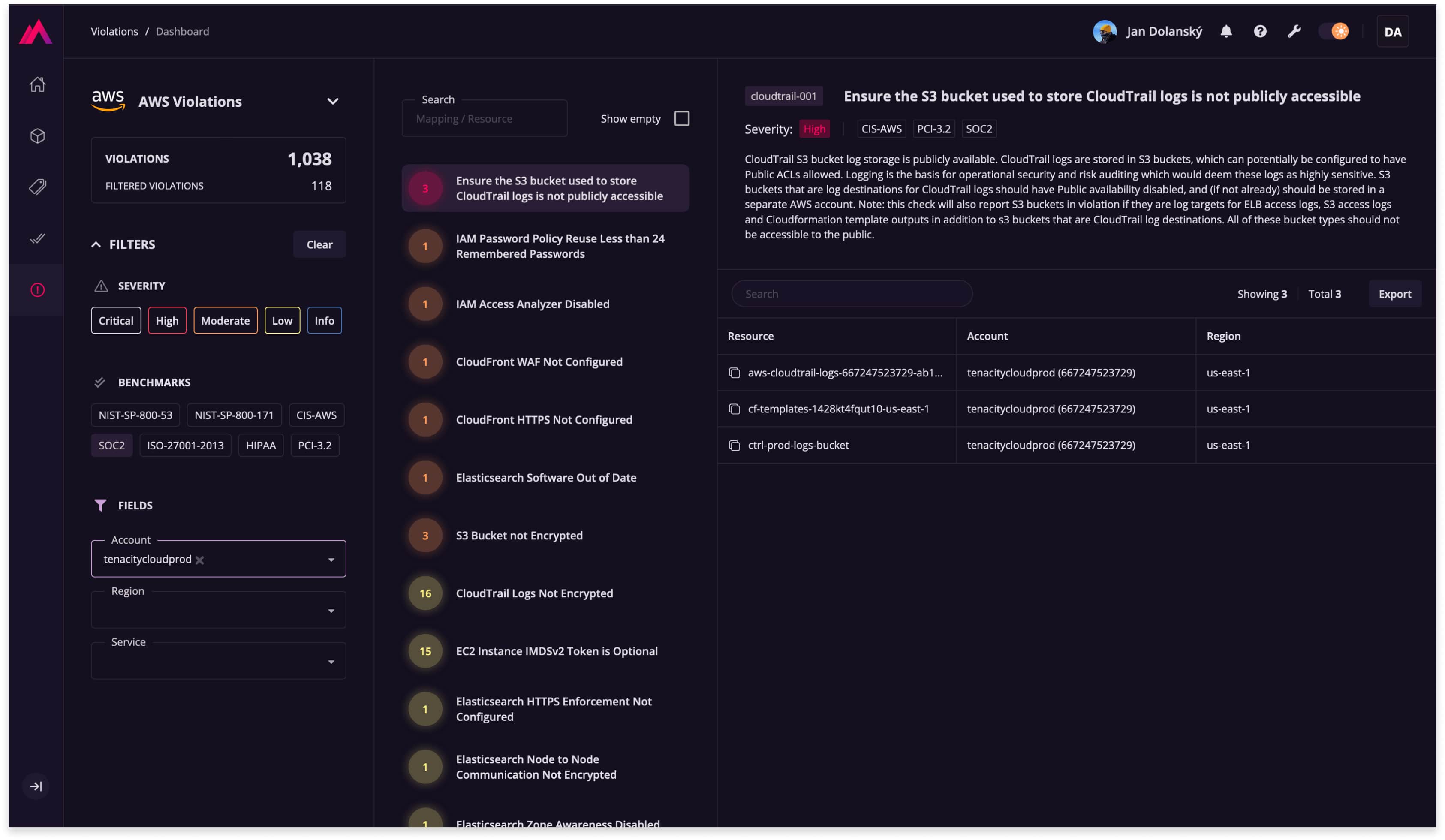Tenacity cloud dashboard